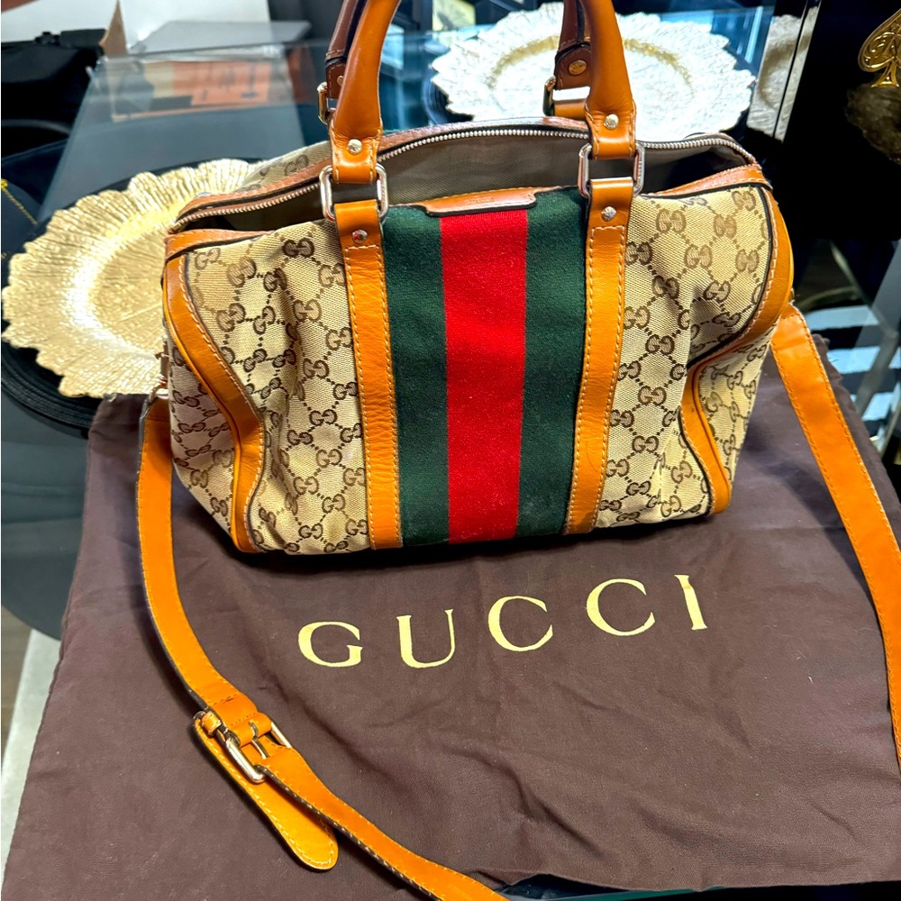 Authentic Gucci Boston Bag GG canvas